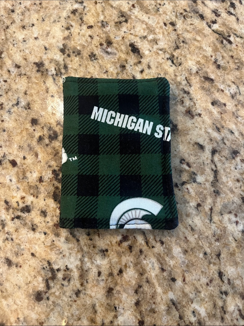 Michigan State Green Plaid Fabric Wallet